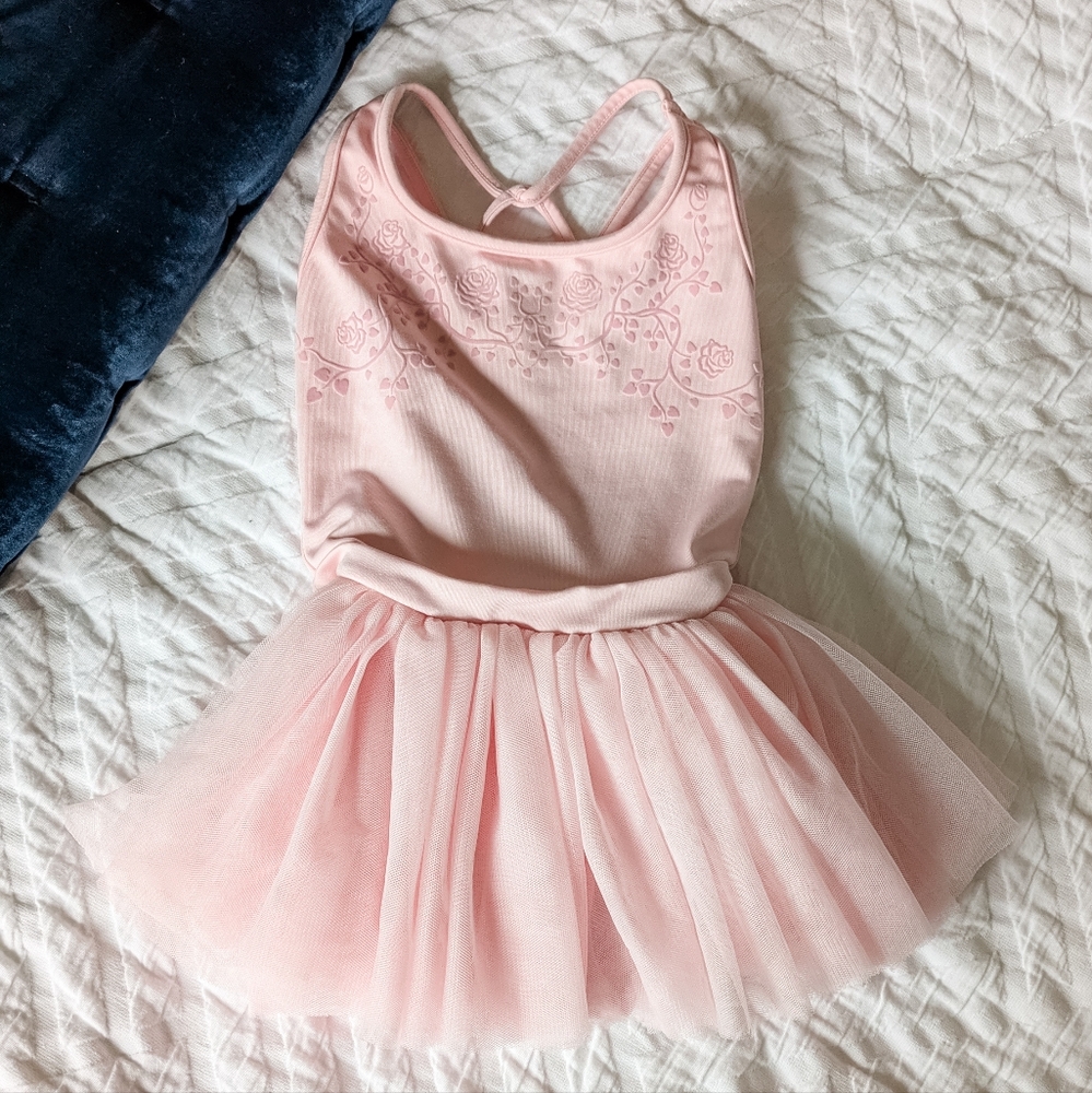 EUC Bloch 6x-7 Pink Tutu with Roses